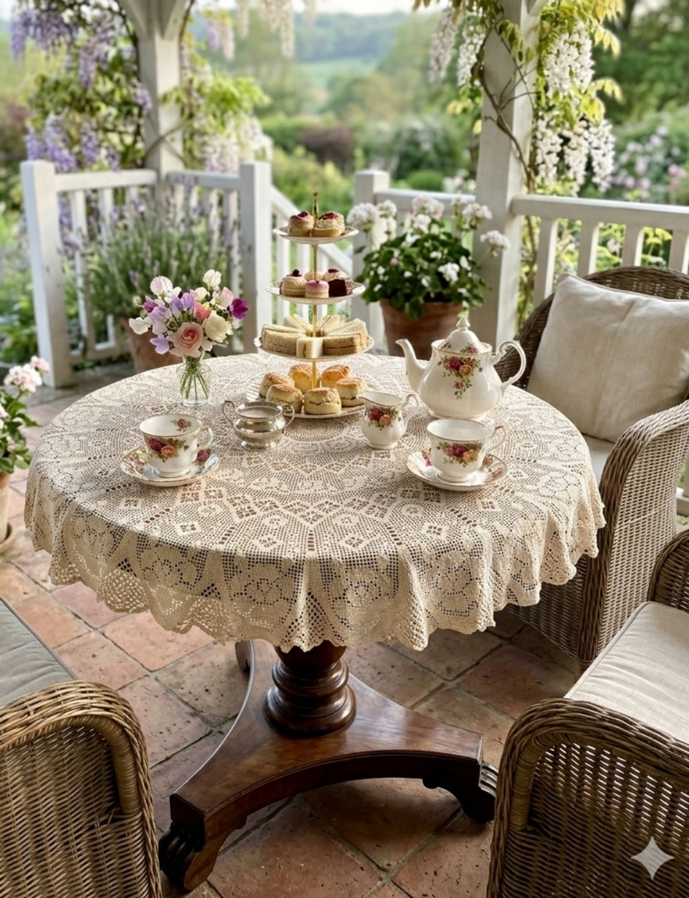 Vintage Crochet Lace Tablecloth/Topper STUNNING INTRICATE HANDMADE DESIGN 58"